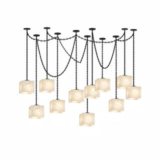 Cascade Chain Cube Chandelier-Neutral Decor