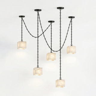 Cascade Chain Cube Chandelier-Neutral Decor