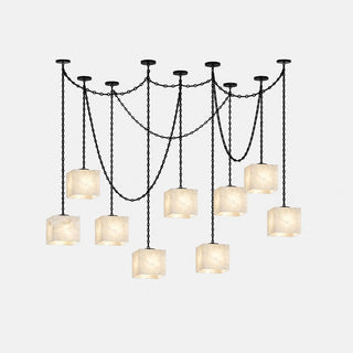 Cascade Chain Cube Chandelier-Neutral Decor