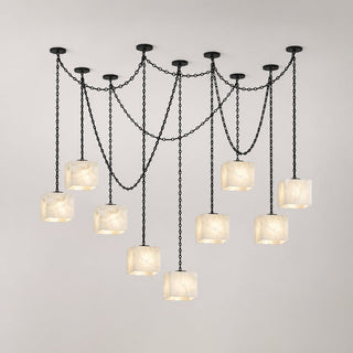 Cascade Chain Cube Chandelier-Neutral Decor