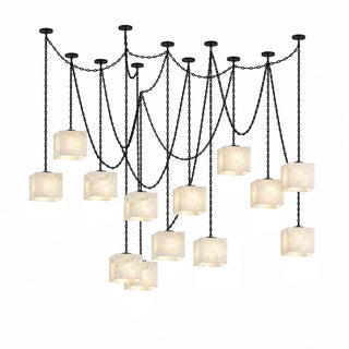 Cascade Chain Cube Chandelier-Neutral Decor