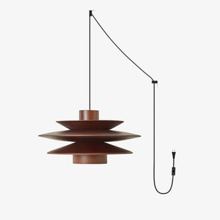 Cascade Wooden Disc Swag Pendant Lamp-Neutral Decor