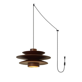 Cascade Wooden Disc Swag Pendant Lamp-Neutral Decor