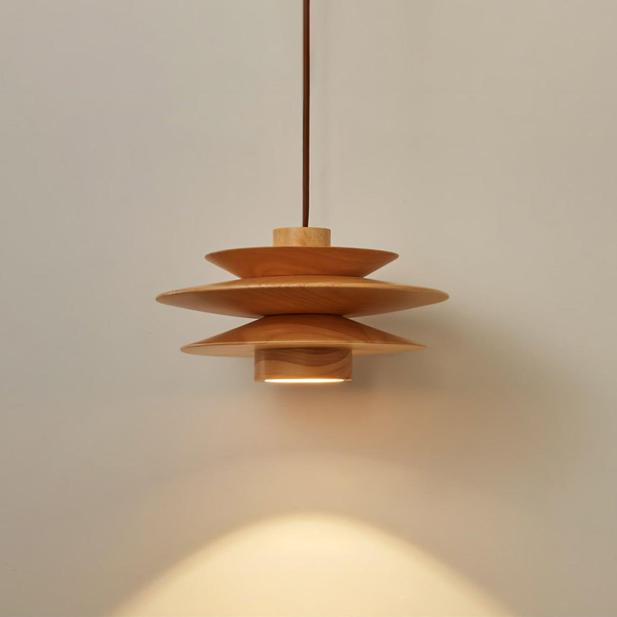 Cascade Wooden Disc Swag Pendant Lamp-Neutral Decor