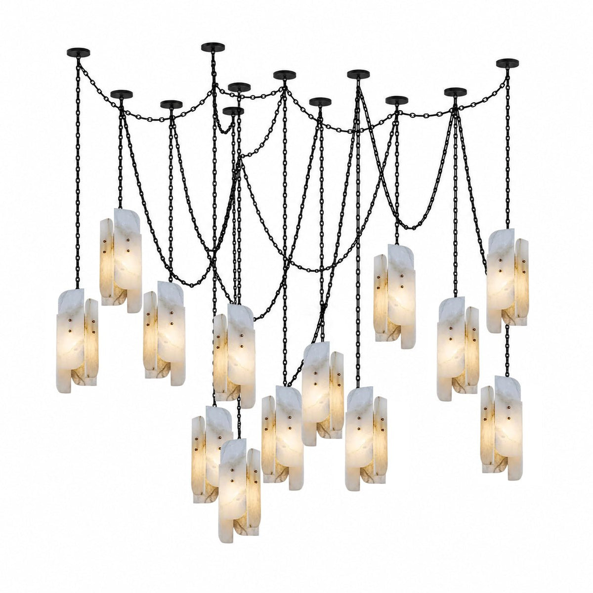 Cascading Chain Cluster Chandelier-Neutral Decor