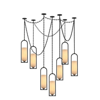Cascading Chain Lantern Chandelier-Neutral Decor