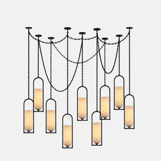Cascading Chain Lantern Chandelier-Neutral Decor
