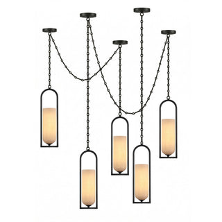 Cascading Chain Lantern Chandelier-Neutral Decor