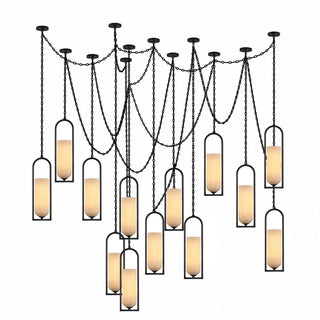 Cascading Chain Lantern Chandelier-Neutral Decor