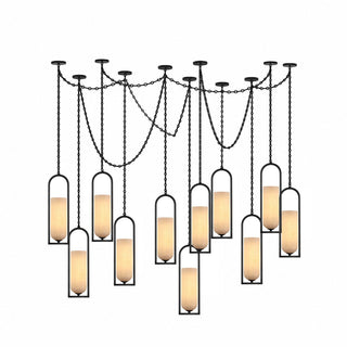 Cascading Chain Lantern Chandelier-Neutral Decor