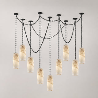 Cascading Chain Capsule Chandelier-Neutral Decor