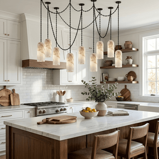 Cascading Chain Capsule Chandelier-Neutral Decor