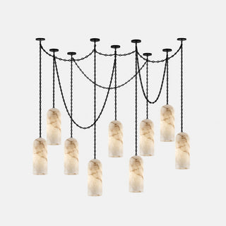 Cascading Chain Capsule Chandelier-Neutral Decor