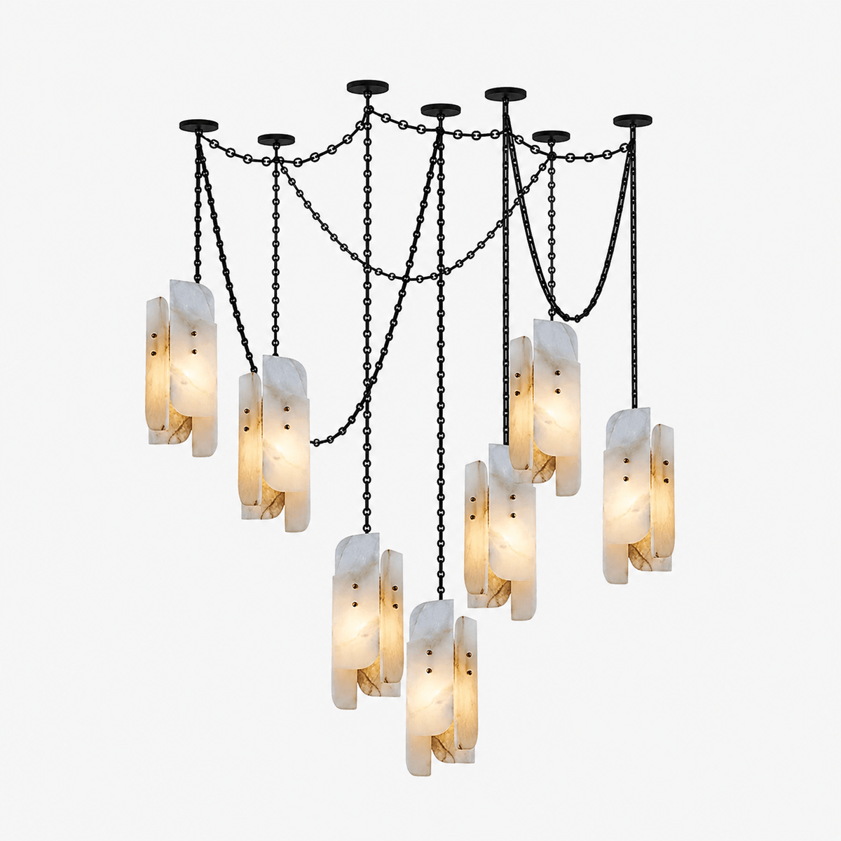Cascading Chain Cluster Chandelier-Neutral Decor