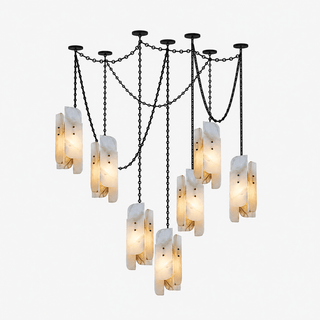 Cascading Chain Cluster Chandelier-Neutral Decor