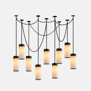 Cascading Chain Cylinder Chandelier-Neutral Decor