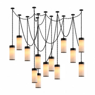 Cascading Chain Cylinder Chandelier-Neutral Decor