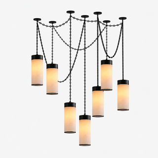 Cascading Chain Cylinder Chandelier-Neutral Decor