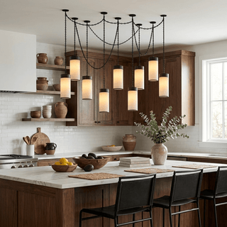 Cascading Chain Cylinder Chandelier-Neutral Decor