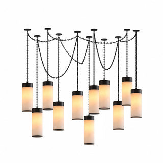 Cascading Chain Cylinder Chandelier-Neutral Decor