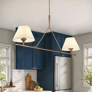 Keen Lustre Linéaire Moderne Élégant en Laiton et Tissu