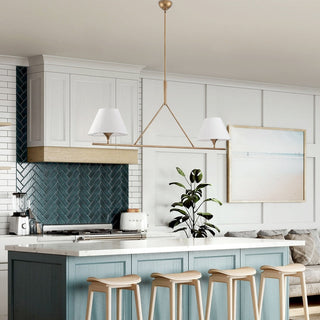 Keen Lustre Linéaire Moderne Élégant en Laiton et Tissu