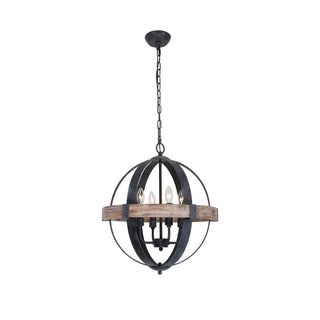 Luxe Suspension en Métal et Bois Industriel Vintage
