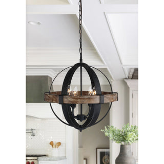 Luxe Suspension en Métal et Bois Industriel Vintage