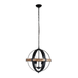 Luxe Suspension en Métal et Bois Industriel Vintage