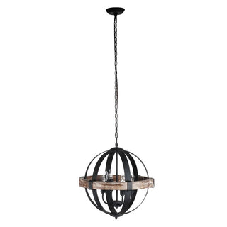 Luxe Suspension en Métal et Bois Industriel Vintage