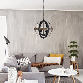Luxe Suspension en Métal et Bois Industriel Vintage