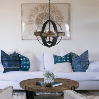 Luxe Suspension en Métal et Bois Industriel Vintage