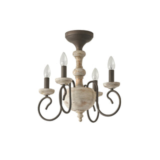 Myst Lampe de Plafond Semi-Encastrée en Métal et Bois Traditionnel Vintage
