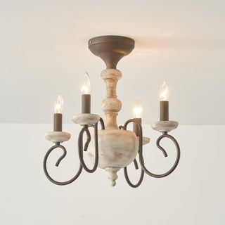 Myst Lampe de Plafond Semi-Encastrée en Métal et Bois Traditionnel Vintage