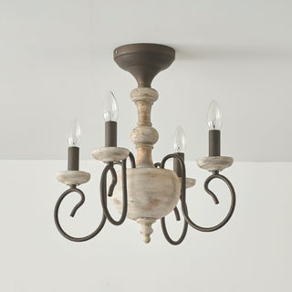 Myst Lampe de Plafond Semi-Encastrée en Métal et Bois Traditionnel Vintage