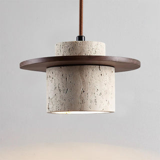 Virelli Applique Murale Cylindre en Travertin Bois de Noyer Scandinave-Luire