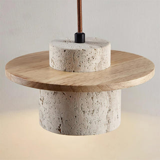 Virelli Applique Murale Cylindre en Travertin Bois de Noyer Scandinave-Luire