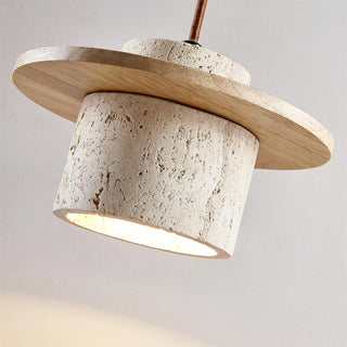 Virelli Applique Murale Cylindre en Travertin Bois de Noyer Scandinave-Luire