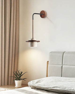 Virelli Applique Murale Cylindre en Travertin Bois de Noyer Scandinave-Luire