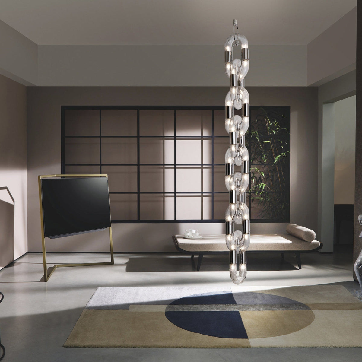 Pendant Light Chain Link Modern Stainless Steel Hanging Lamp-Neutral Decor