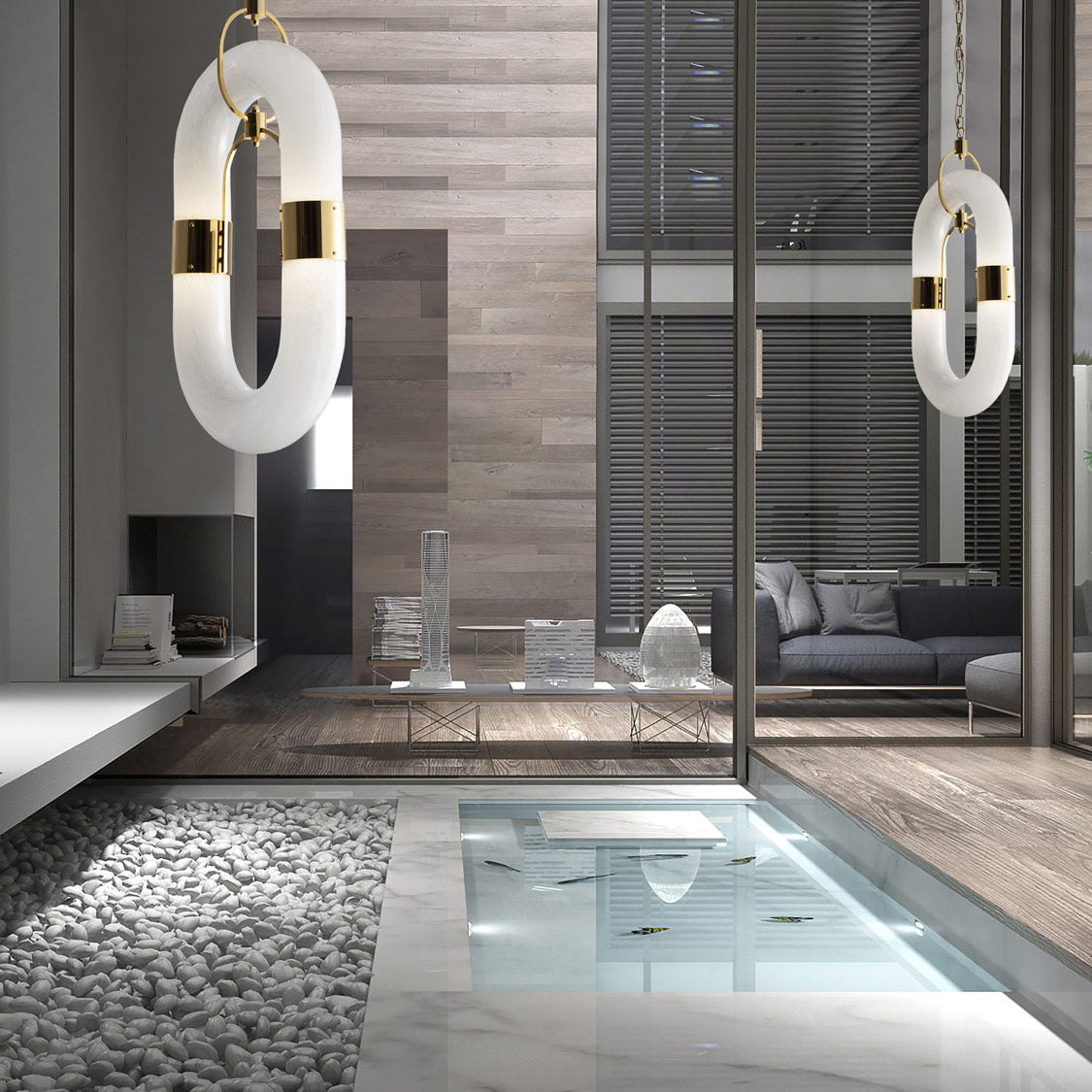 Pendant Light Chain Link Modern Stainless Steel Hanging Lamp-Neutral Decor