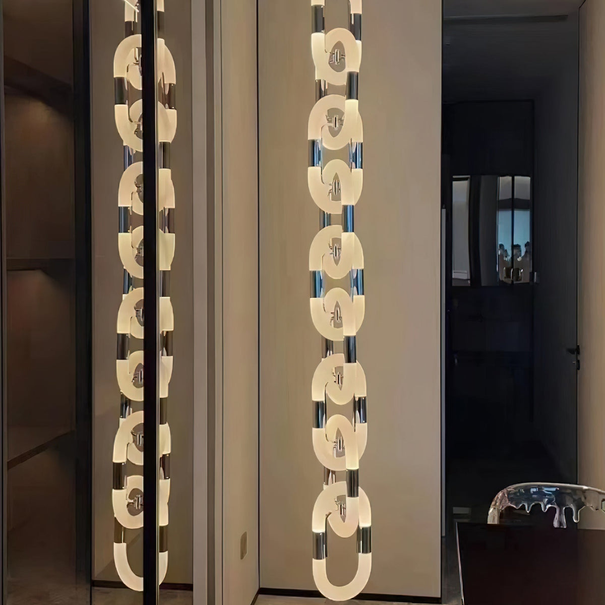 Pendant Light Chain Link Modern Stainless Steel Hanging Lamp-Neutral Decor