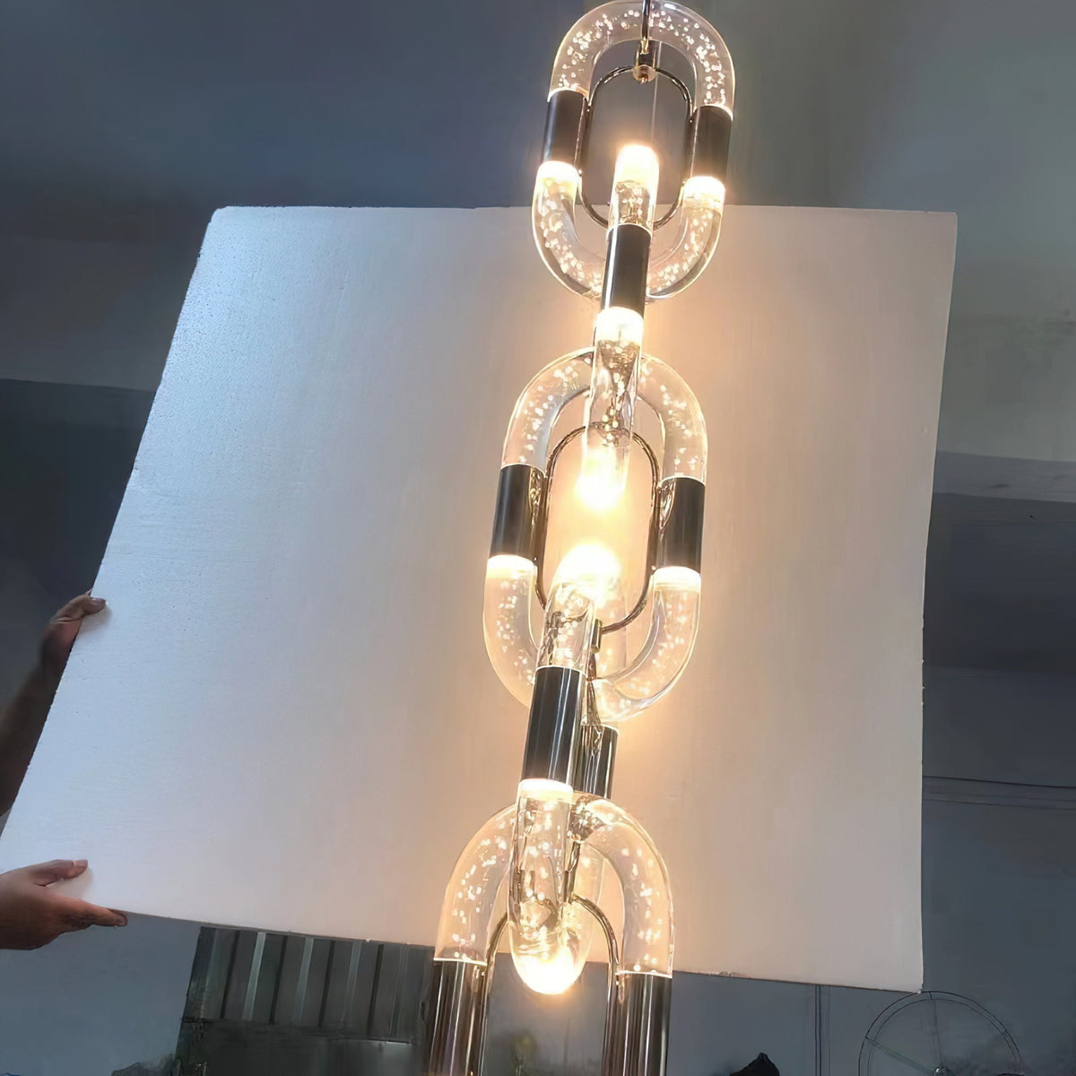 Pendant Light Chain Link Modern Stainless Steel Hanging Lamp-Neutral Decor
