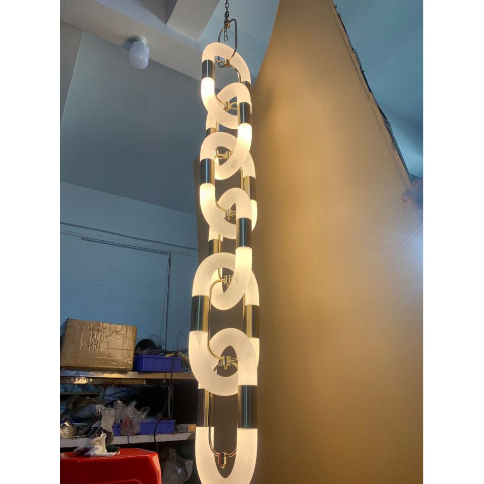 Pendant Light Chain Link Modern Stainless Steel Hanging Lamp-Neutral Decor