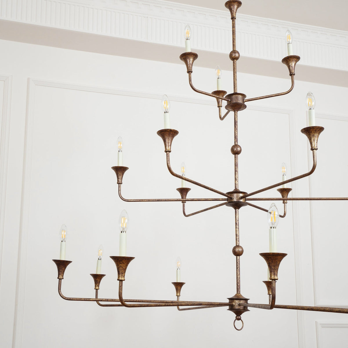 Wisp Grand Lustre en Métal de Bronze Industriel Vintage