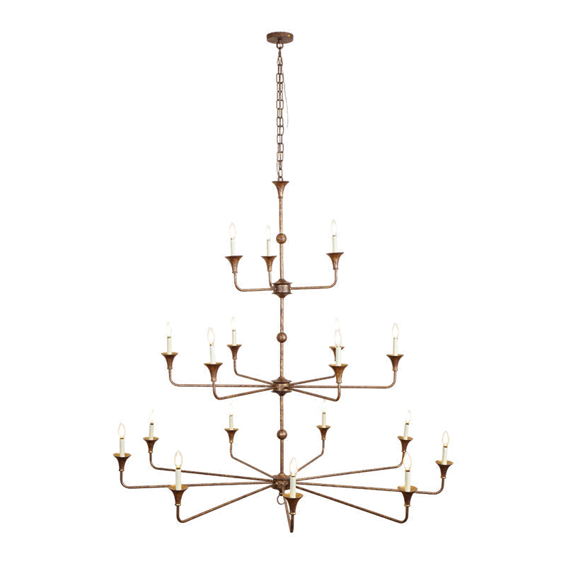 Wisp Grand Lustre en Métal de Bronze Industriel Vintage