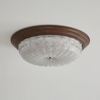 Esorila Lampe Plafonnier en Verre et Noyer Premium