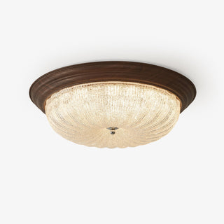 Esorila Lampe Plafonnier en Verre et Noyer Premium