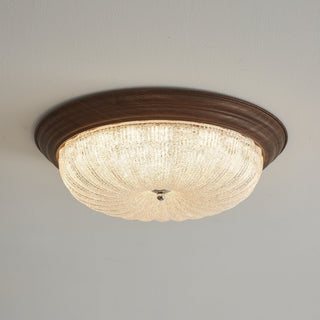 Esorila Lampe Plafonnier en Verre et Noyer Premium