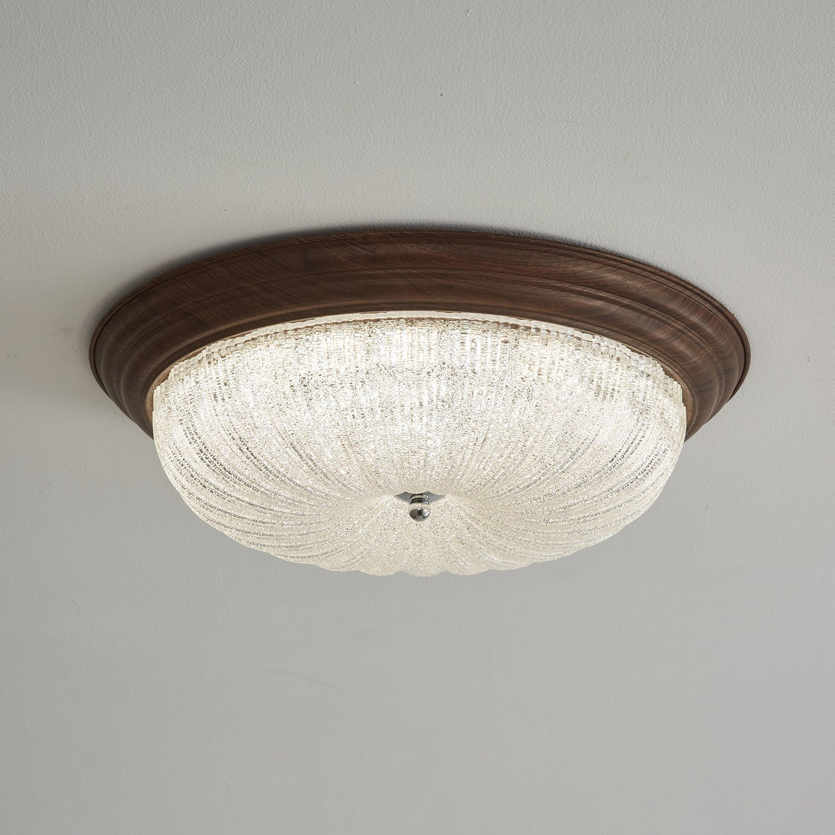 Darenevia Lampe Plafonnier en Verre et Noyer Premium